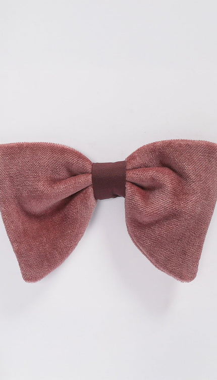 Cotton Velvet Pre - Tied Bow Tie - Pink - Ron Tomson