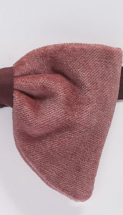 Cotton Velvet Pre - Tied Bow Tie - Pink - Ron Tomson