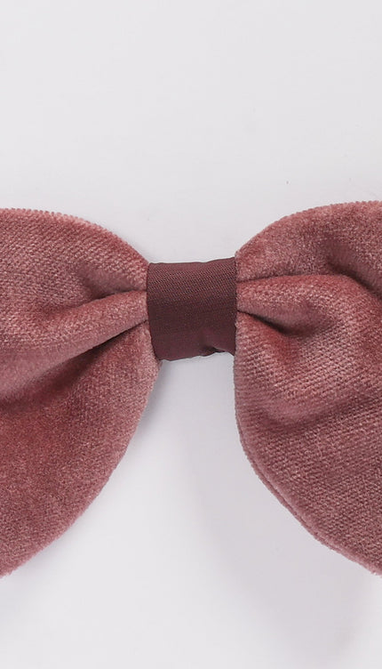 Cotton Velvet Pre-Tied Bow Tie - Pink - Ron Tomson