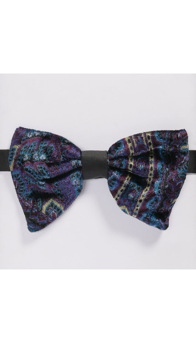 Cotton Velvet Pre-Tied Bow Tie - Purple Blue - Ron Tomson