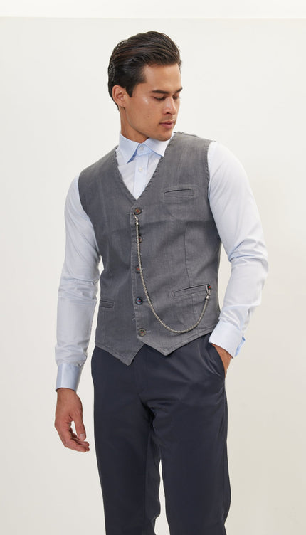 Cotton Vest - Grey - Ron Tomson