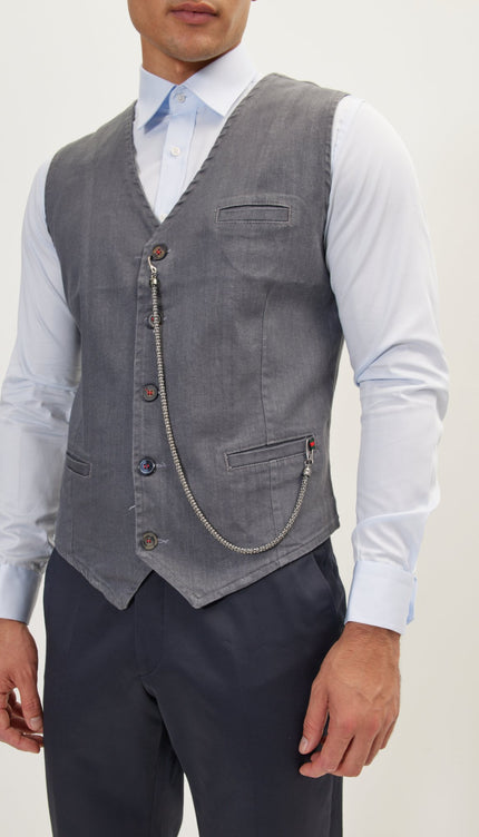 Cotton Vest - Grey - Ron Tomson