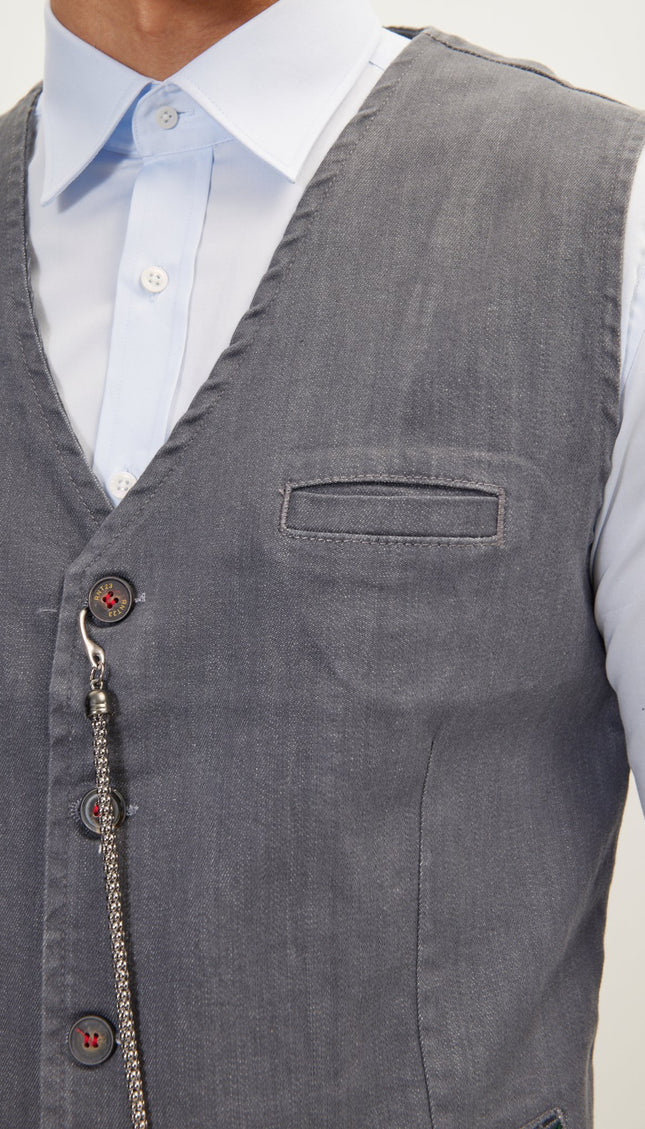 Cotton Vest - Grey - Ron Tomson