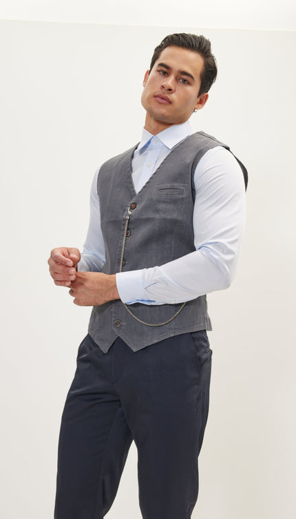 Cotton Vest - Grey - Ron Tomson