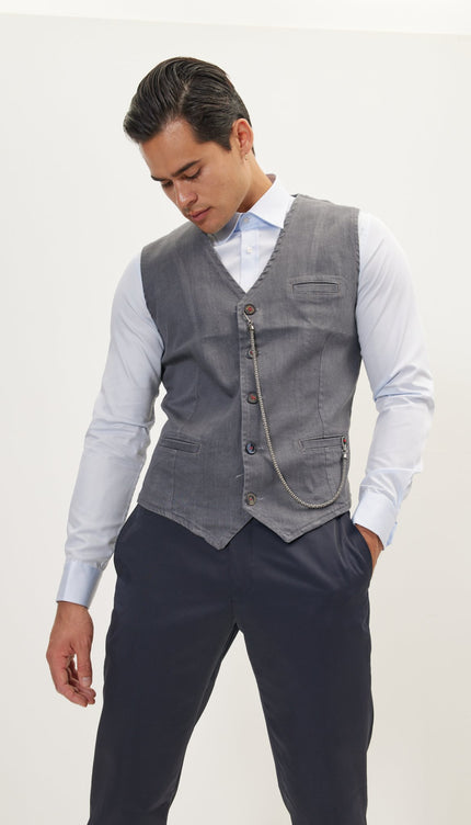 Cotton Vest - Grey - Ron Tomson