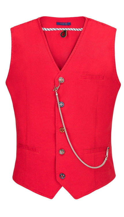 Cotton Vest - Red - Ron Tomson