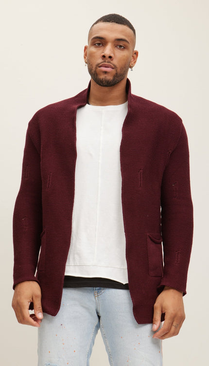 Cozy Knit Jacket - Bordeaux - Ron Tomson