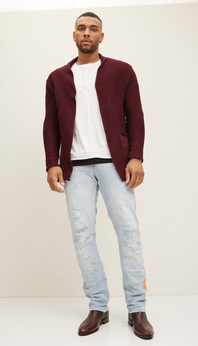 Cozy Knit Jacket - Bordeaux - Ron Tomson