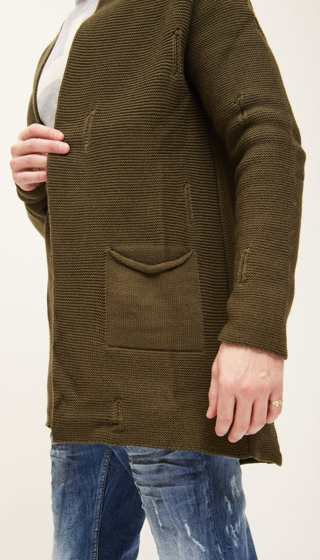 Cozy Knit Jacket - Khaki - Ron Tomson