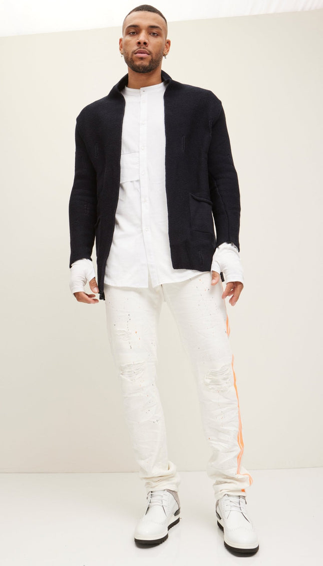 Cozy Knit Jacket - Navy - Ron Tomson