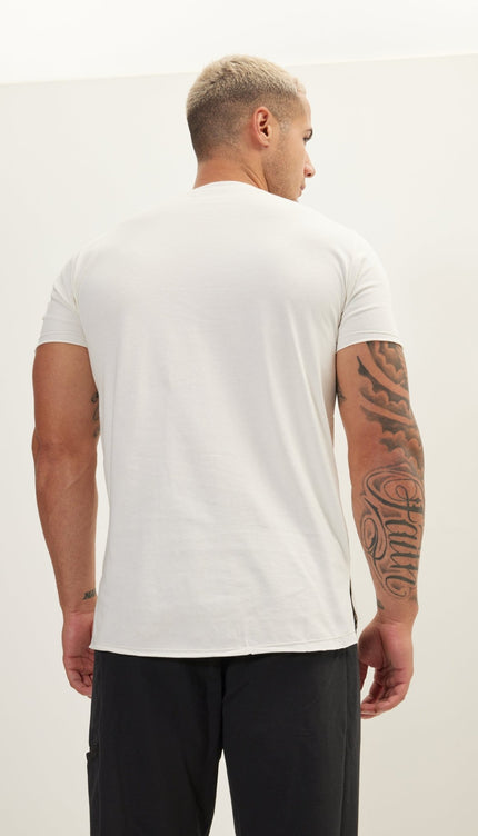 Crew Neck Short Sleeve Ripped T-Shirt - Off White - Ron Tomson