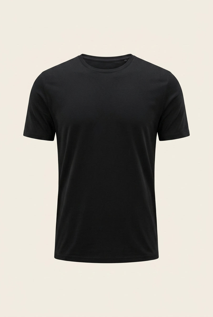 Crew Neck T-shirt - Black - Front