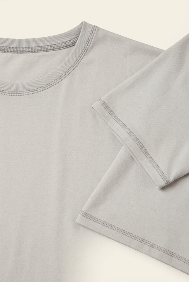 Crew Neck T-shirt - Stone - Detail