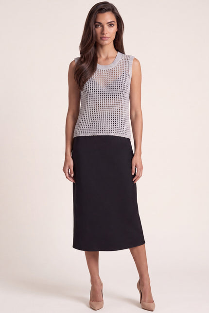Crochet Tank Top - Grey - front view
