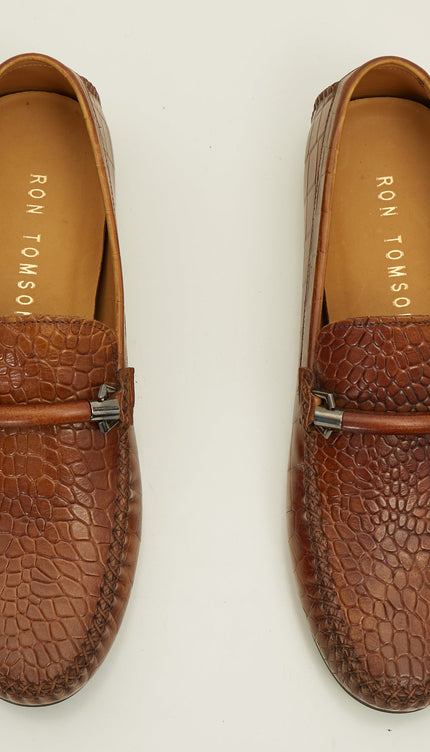 Crock Embossed Bit Loafer - Tobacco - Ron Tomson