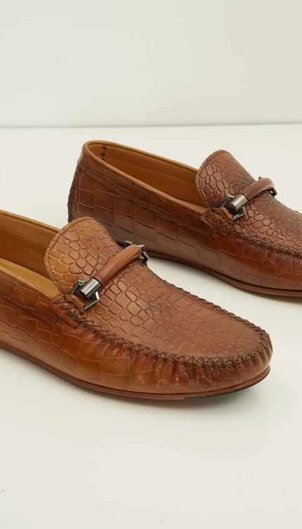 Crock Embossed Bit Loafer - Tobacco - Ron Tomson