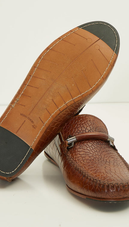 Crock Embossed Bit Loafer - Tobacco - Ron Tomson