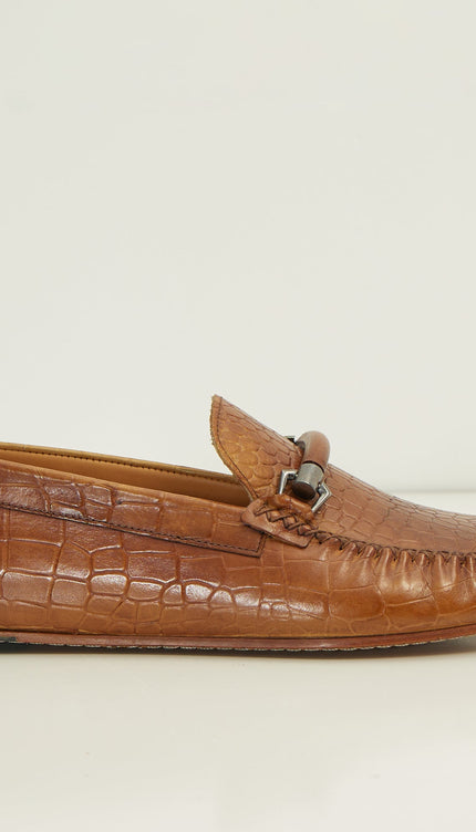 Crock Embossed Bit Loafer - Tobacco - Ron Tomson