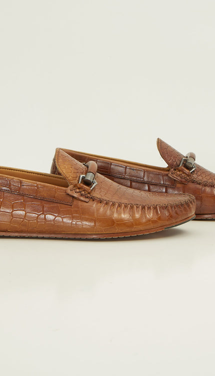 Crock Embossed Bit Loafer - Tobacco - Ron Tomson