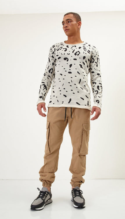 Cryptic Sweater - Beige Black - Ron Tomson