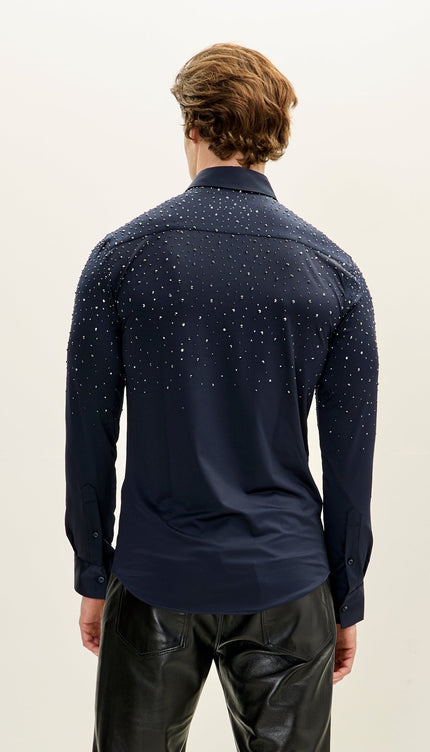 Crystal Dress Shirt - Navy - Ron Tomson