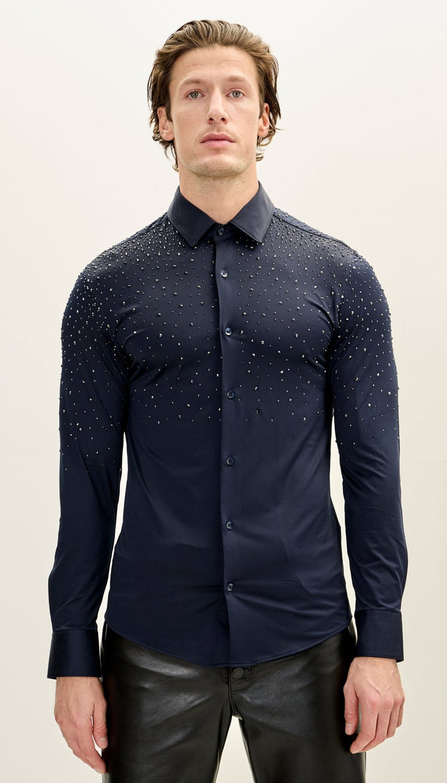 Crystal Dress Shirt - Navy - Ron Tomson