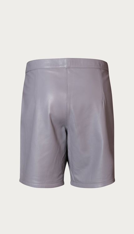 Cut - out Fitted Leather Shorts - Grey - Ron Tomson