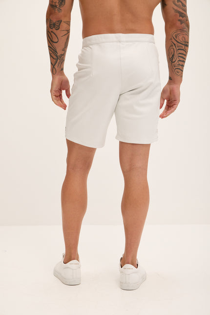 Men's Cut-Out Fitted Leather Shorts - White - Ron Tomson Los Angeles