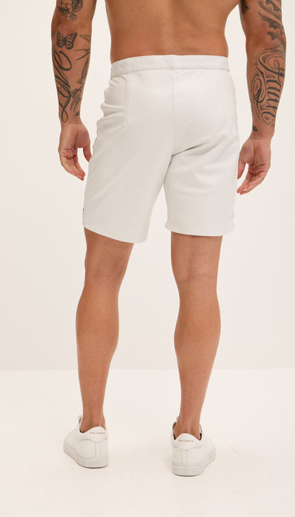 Cut - out Fitted Leather Shorts - White - Ron Tomson