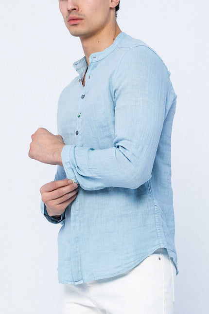 Dark Blue Linen Shirt - Ron Tomson