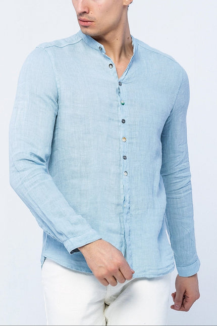 Dark Blue Linen Shirt - Ron Tomson