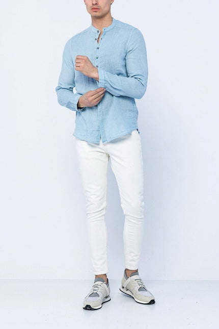 Dark Blue Linen Shirt - Ron Tomson