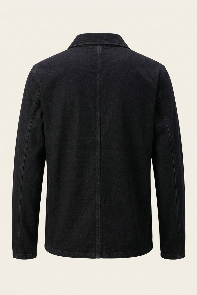 Denim Chore Jacket - Black - Back
