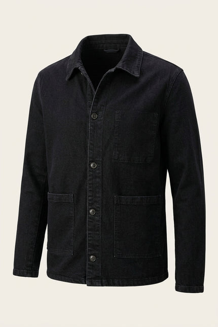 Denim Chore Jacket - Black - Front