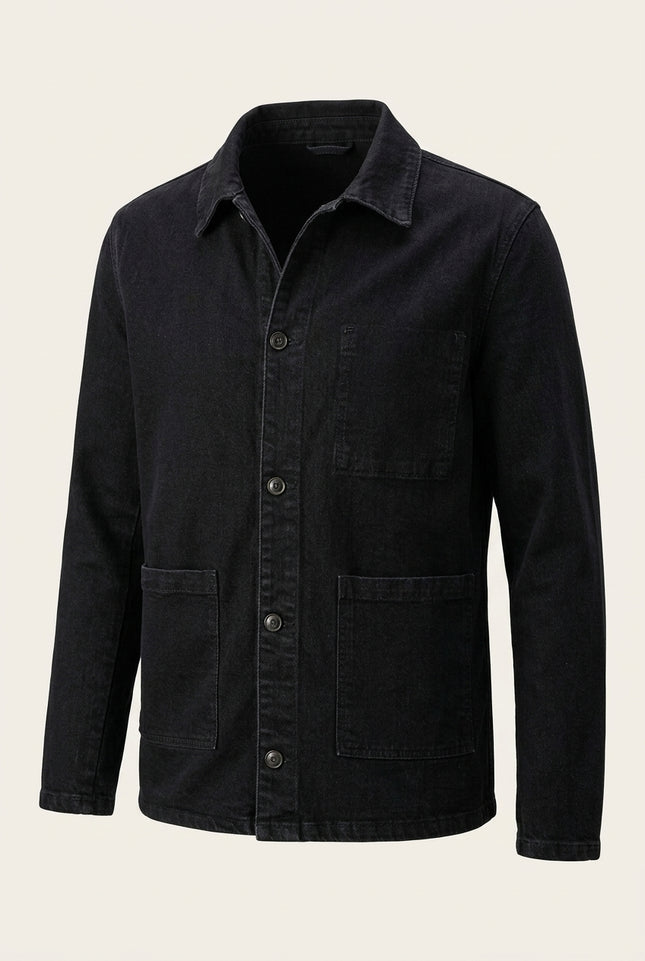 Denim Chore Jacket - Black - Front