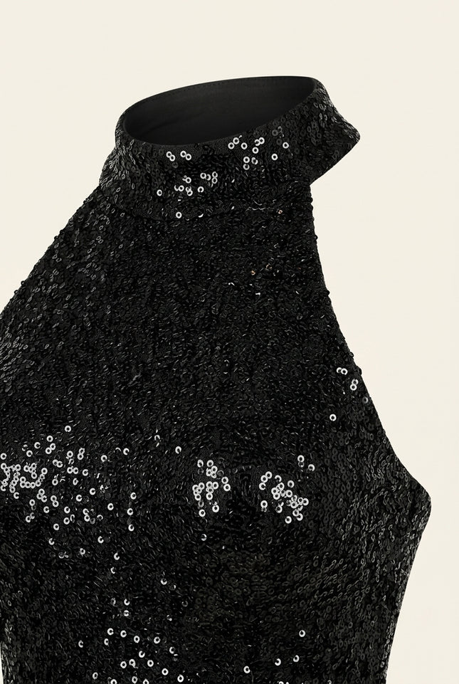 Allover Embellish Dress - Black - Detail