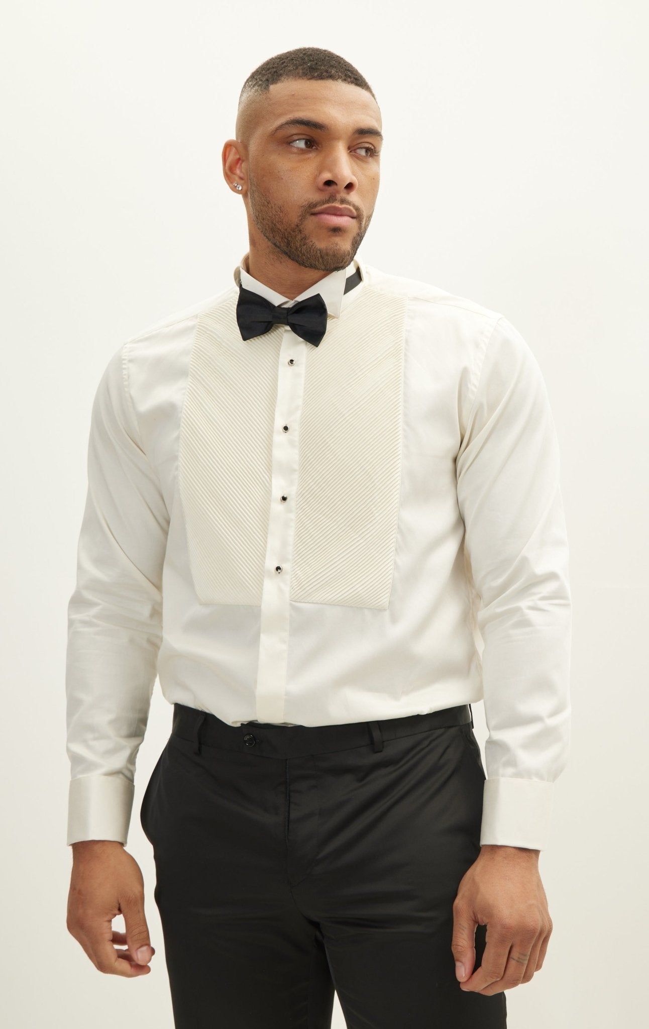 Wing Collar Shirt Slim Fit Wing Tip Tuxedo Shirt Bow Tie Slim Fit