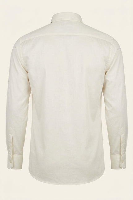 Diagonal Pleated Wing Tip Collar Shirt - Beige - Back