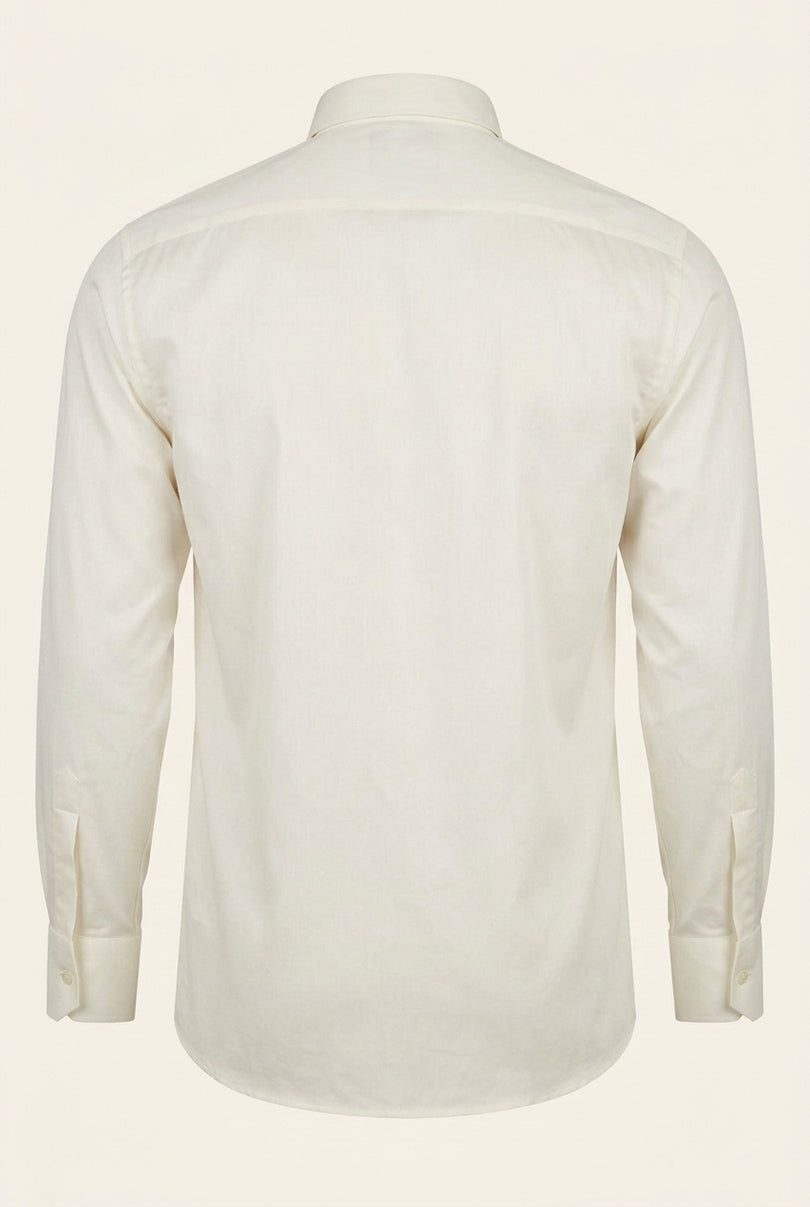 Diagonal Pleated Wing Tip Collar Shirt - Beige - Back