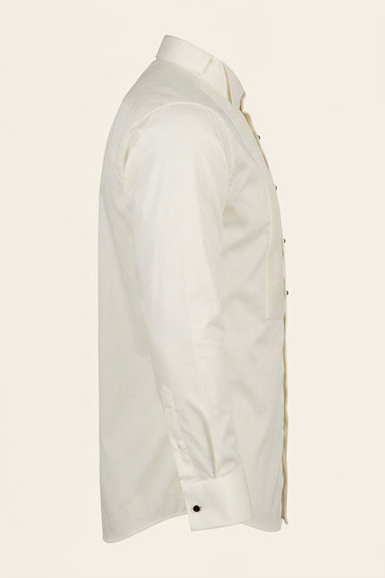 Diagonal Pleated Wing Tip Collar Shirt - Beige - Side