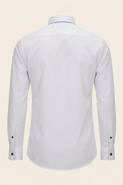 Diagonal Pleated Wing Tip Collar Shirt - White - Back