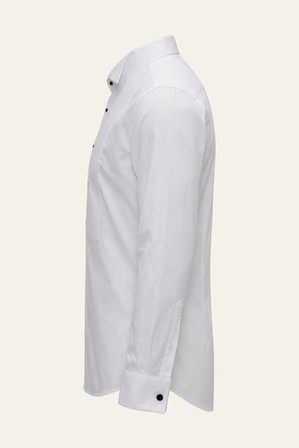 Diagonal Pleated Wing Tip Collar Shirt - White - Side