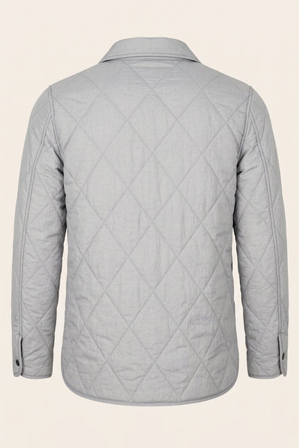 Diamond Quilted Jacket - Light Grey - Back