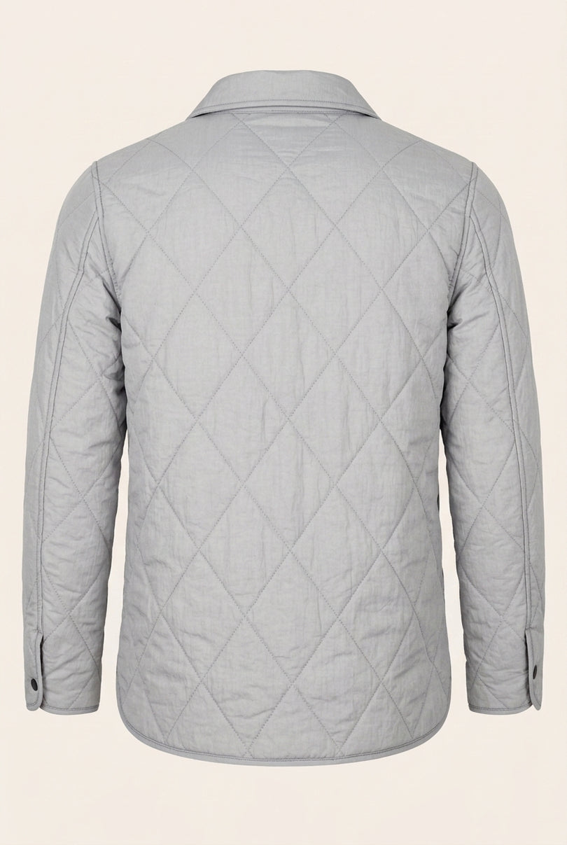 Diamond Quilted Jacket - Light Grey - Back