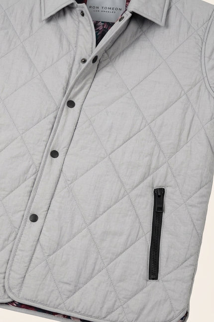 Diamond Quilted Jacket - Light Grey - Detail