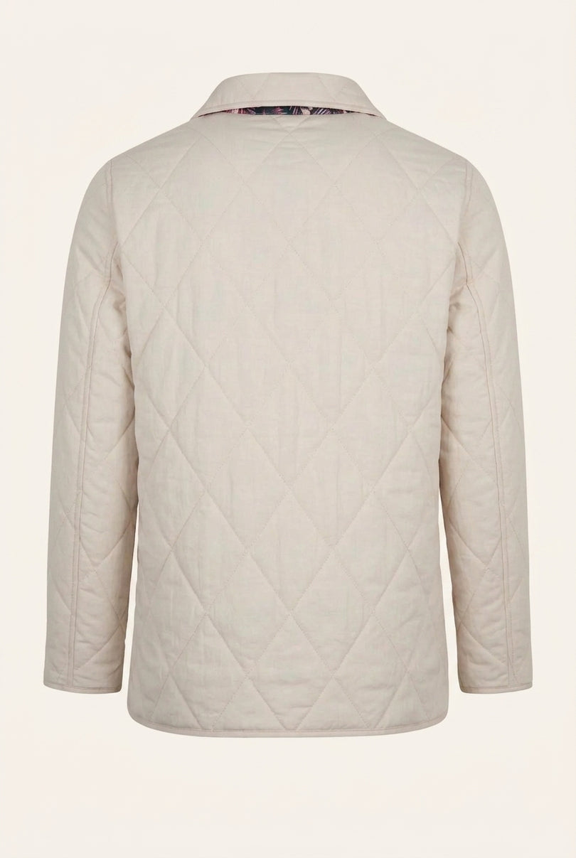 Diamond Quilted Jacket - Stone - Back