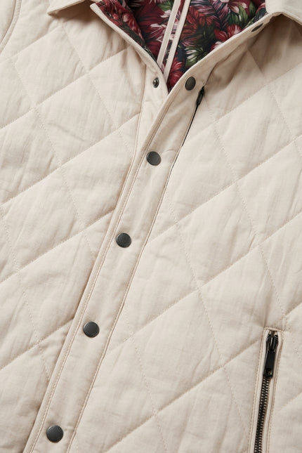 Diamond Quilted Jacket - Stone - Detail