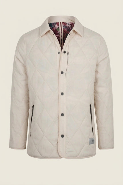 Diamond Quilted Jacket - Stone - Front