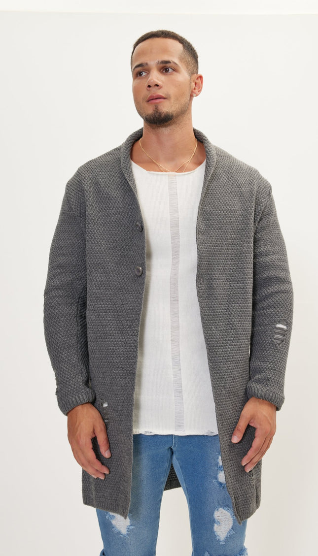Distorted Knitted Cardigan - Anthracite - Ron Tomson