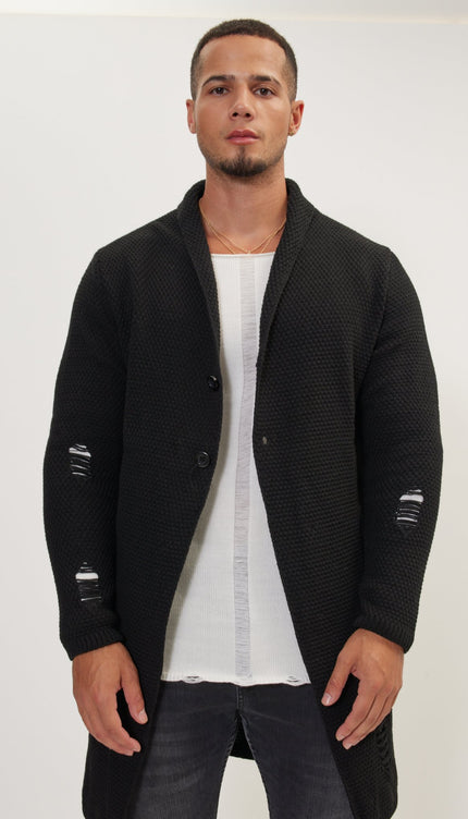 Distorted Knitted Cardigan - Black - Ron Tomson